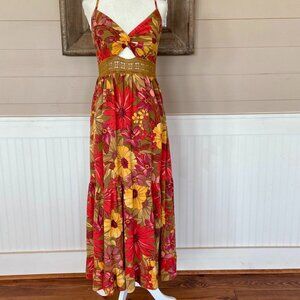Boho Festival 90's Y2K floral Maxi dress Sz XS